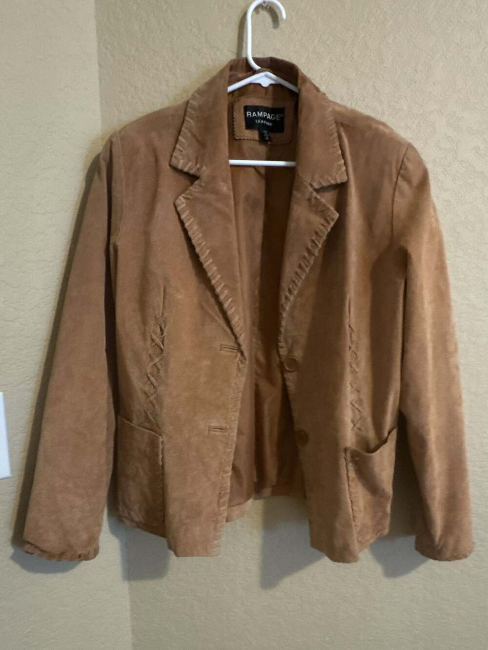 Rampage Suede Jacket Size XL Brown Leather Lace Up Accents